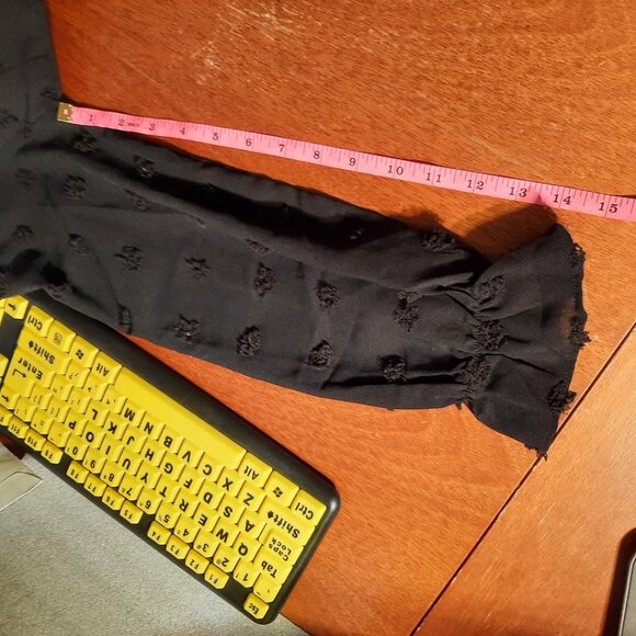 Juoiantang Maxi Dress VNeck H Waisted Button ALine Ruffle Tier Swiss Dot Sz 8-10 - Picture 9 of 11